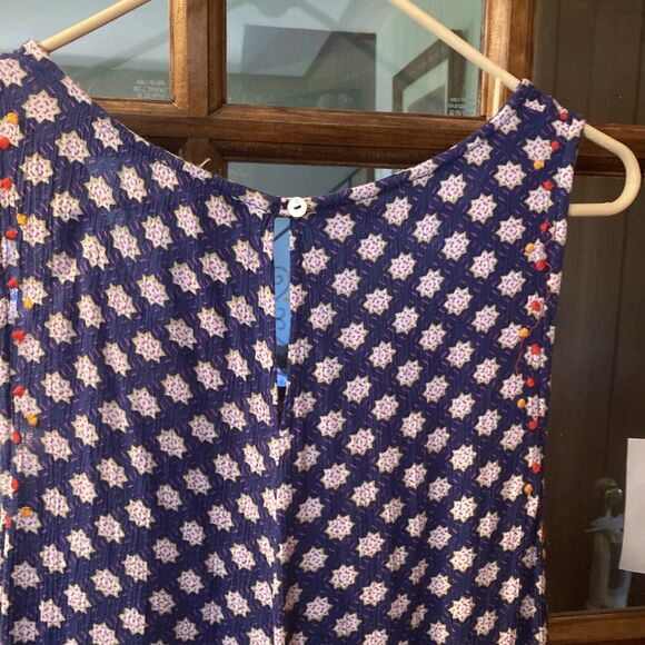 Sundance Women's Aztec Print Rayon Embroidered Sleeveless Midi Dress Blue Large - Picture 6 of 7